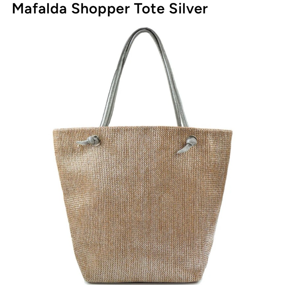 Monserat De Lucca Women’s Large Mafalda Shopper Tote Bag — Natural & Silver - Picture 2 of 12
